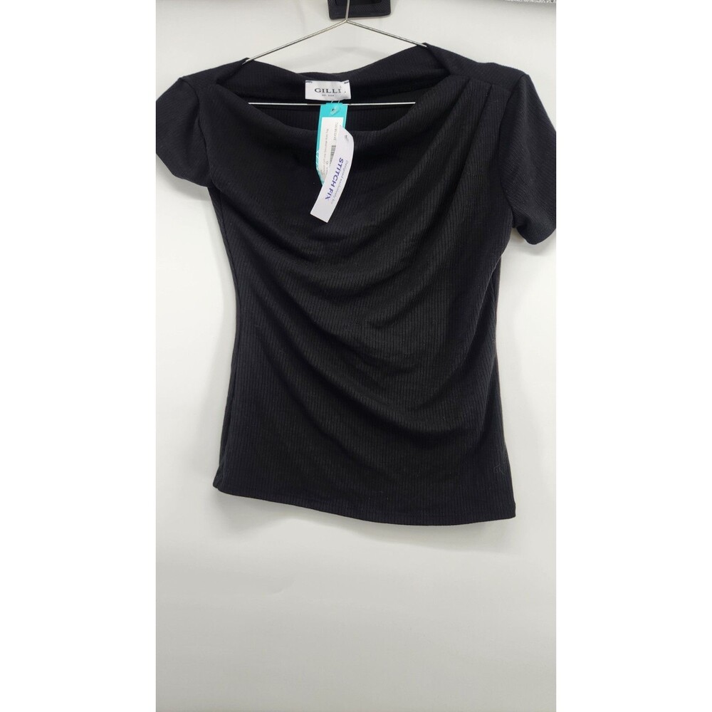 Gilli Women's Size XS Black Allyson Off The Shoulder Knit Top NWT